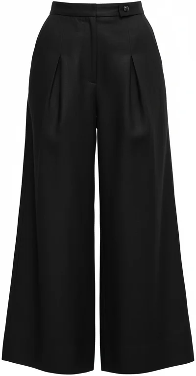 Black wide-leg trousers, styled look