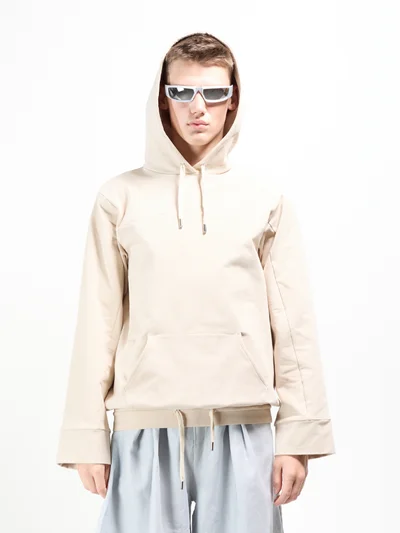 Beige sweatshirt with SASH logo embroidery, front view