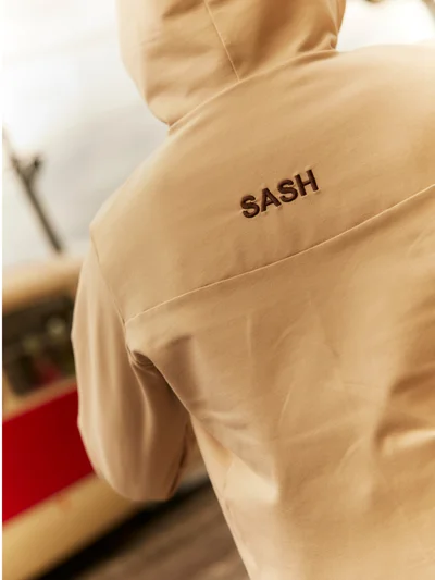 Beige sweatshirt with SASH logo embroidery, back